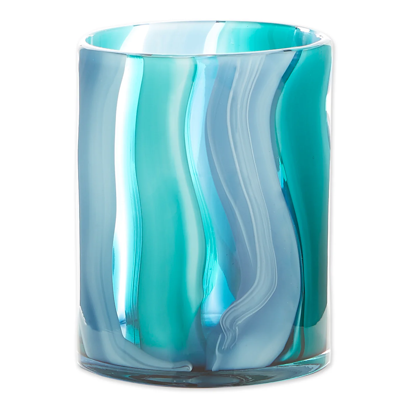 SMALL BLUE CYLINDER GLASS VASE - OCEAN BREEZE