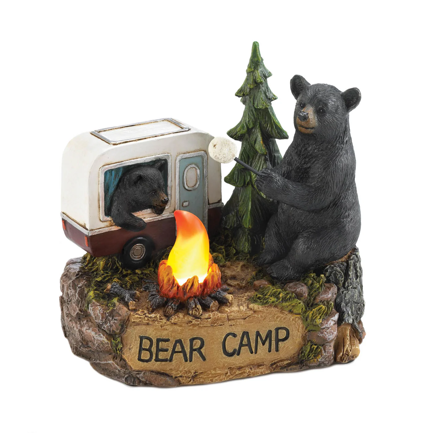 Camping Bear Family Light-up Figurine