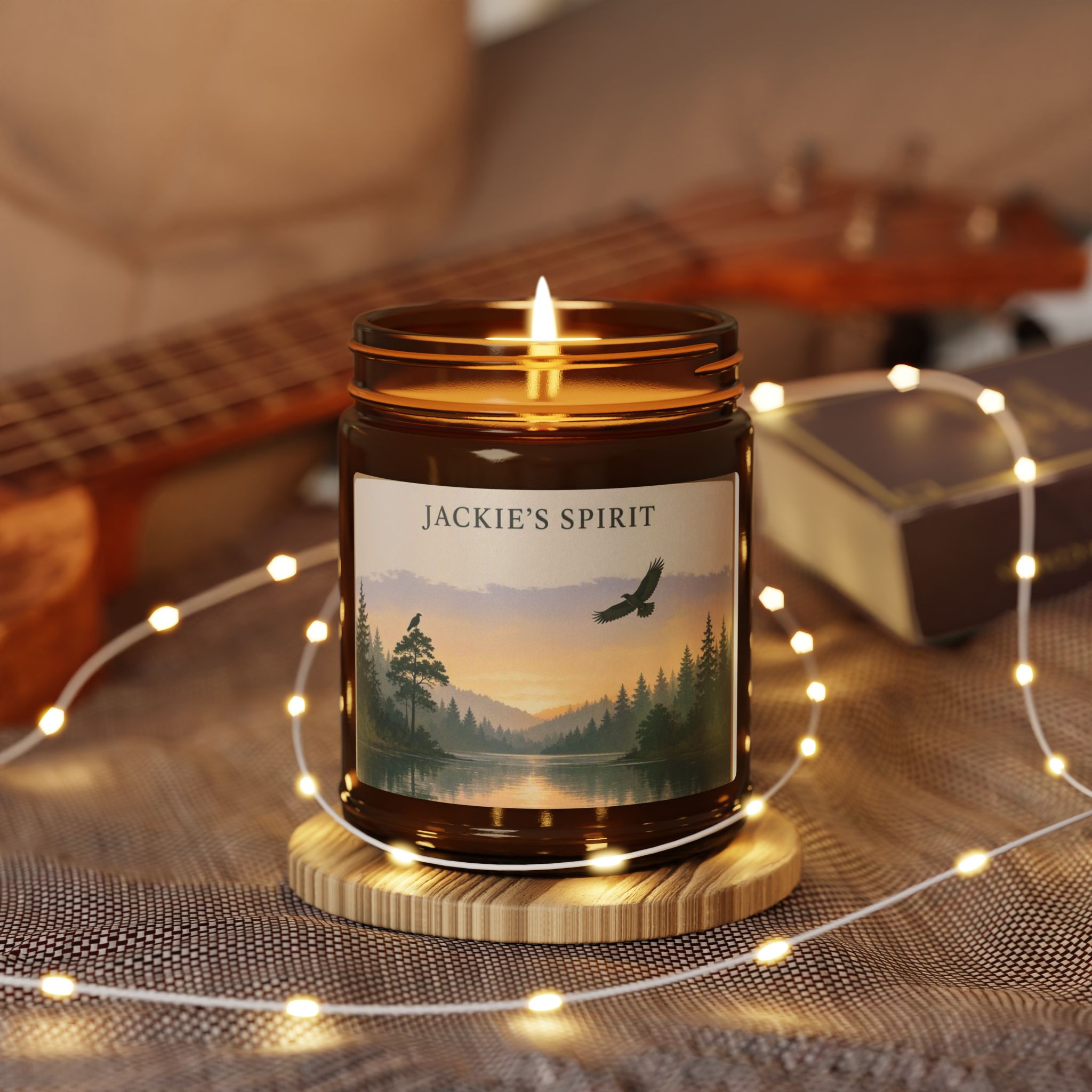 Bald Eagle Jackie's Spirit Scented Soy Candle Amber Jar, Fragrance 9 oz