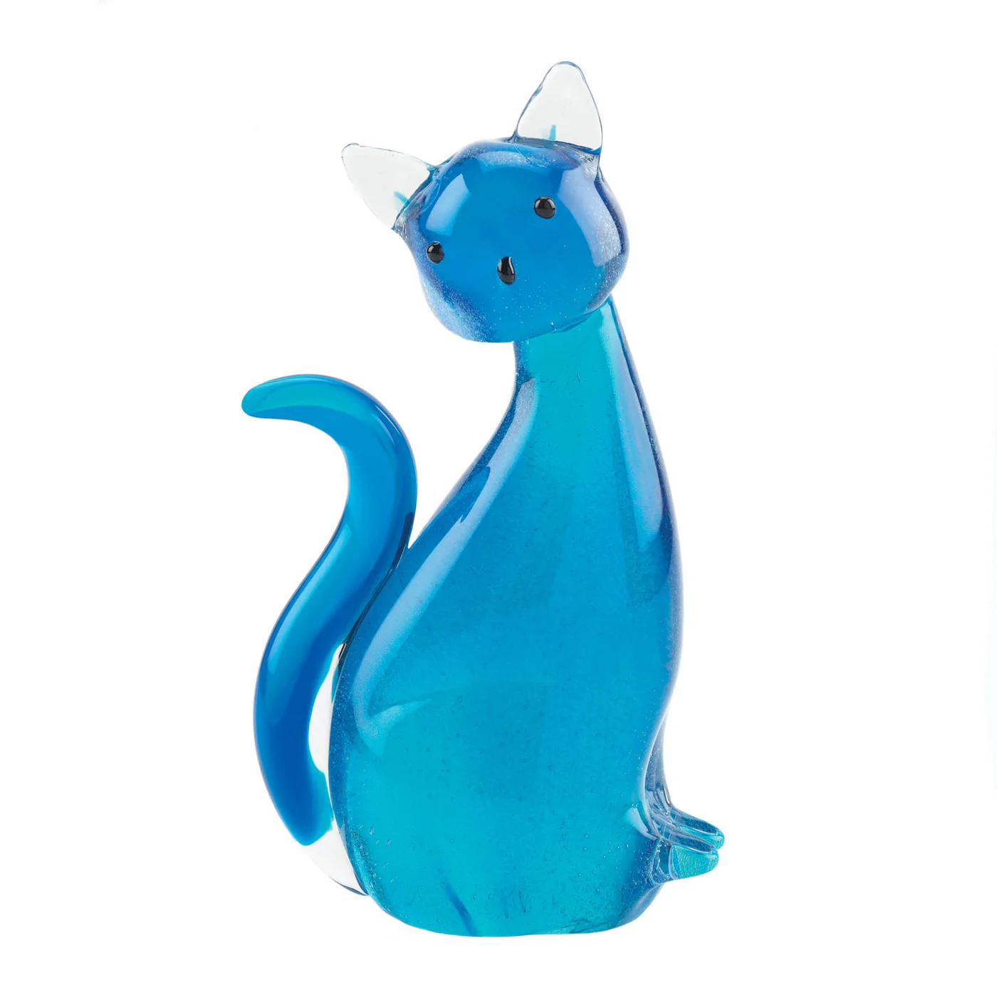 ADORABLE BLUE KITTY ART GLASS SCULPTURE