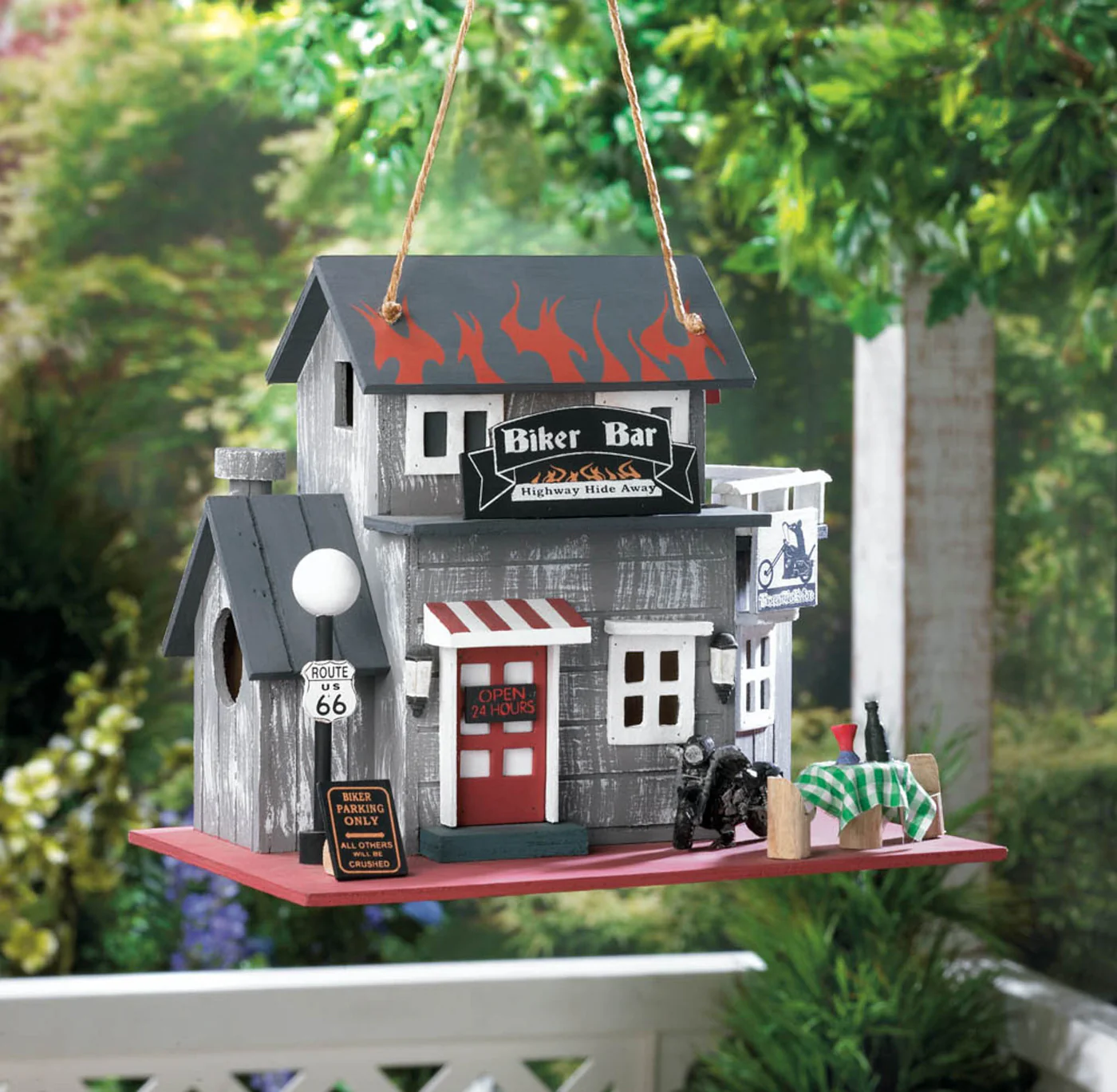 VINTAGE ROUTE 66 BIKER BAR BIRD HOUSE