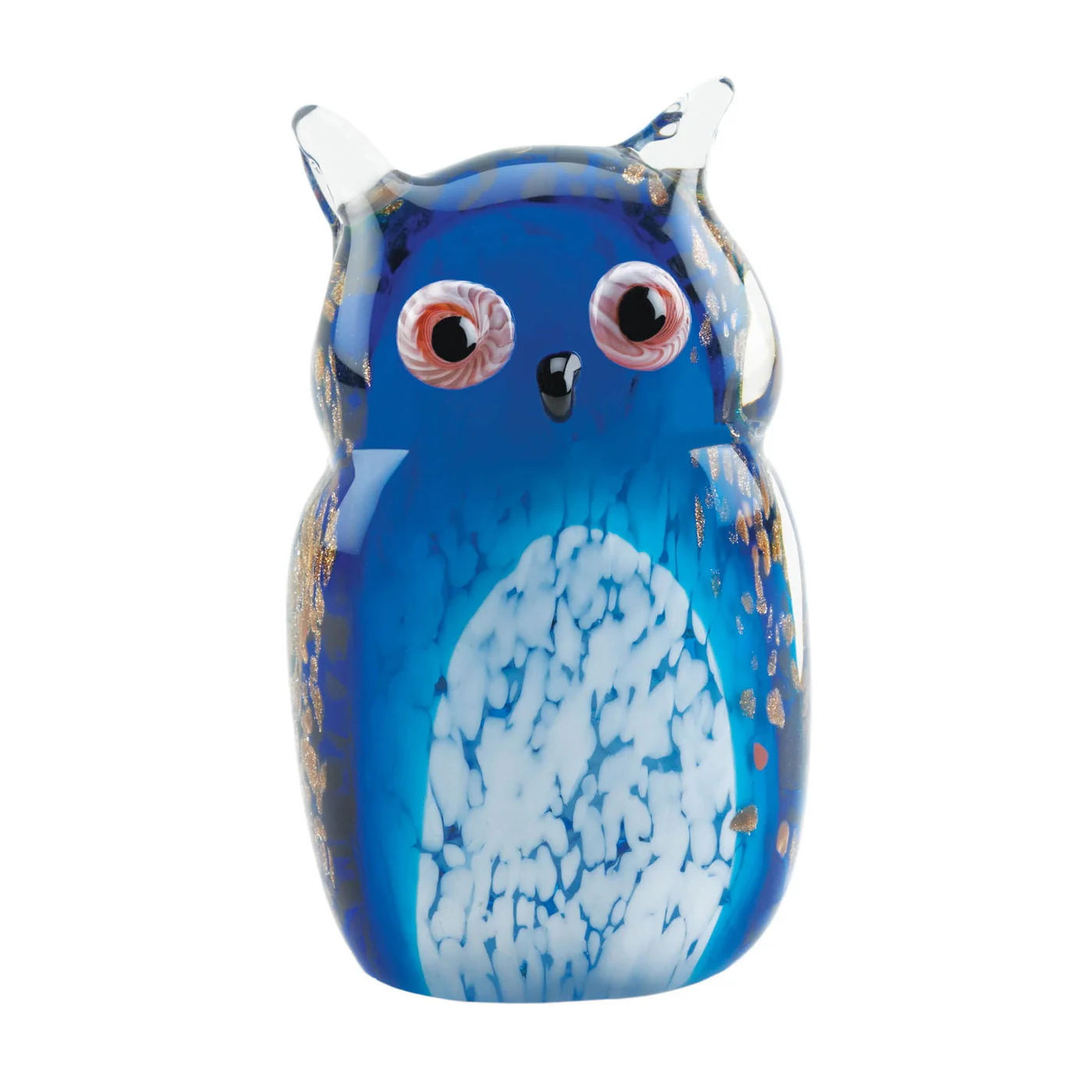 STUNNING BLUE OWL ART GLASS SCULPTURE